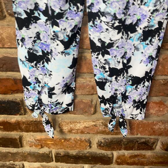 ASTR Floral Drawstring Tapered Tie Ankle Slim Fit Pants Women's Size Medium - Picture 6 of 6